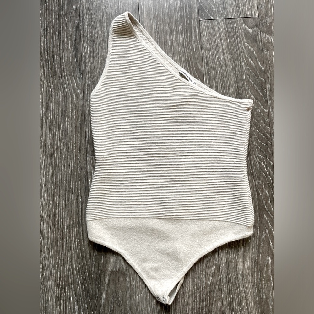 Abercrombie & Fitch Beige Knit One Strap Bodysuit